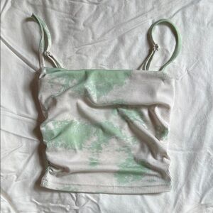 Mint Green Tie-Dye Ribbed Tank Top Flattering